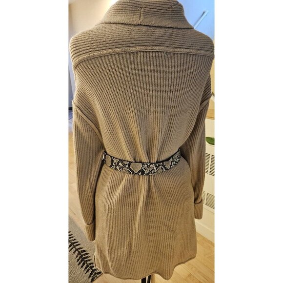 Wool Blend Beige Soft Cardigan Sweater Sz S Mid Length W Pockets Cozy Comfy - Picture 3 of 6